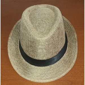 Summer Beach Panama Fedora Hat Beige with Ribbon Sz 58 (Med Adult)